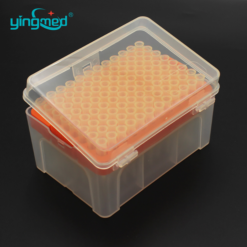 200ul yellow long plastic racked pipette tips box