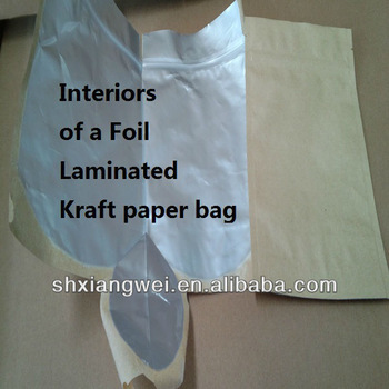 Foil lined paper food packaging bag