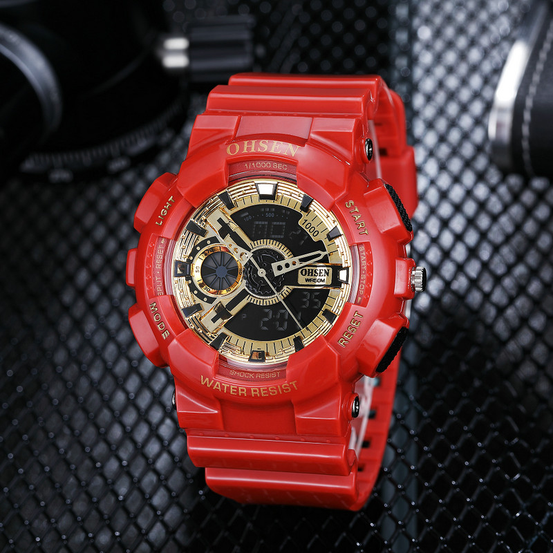 OHSEN AD1803 Men's Digital Quartz Movement Watch Fashion Colorful Plastic Analog watch