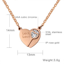 Femmes élégantes pendentifs pierres AAA + CZ pour femmes, bijoux de mariage coeur colliers clés & pendentifs