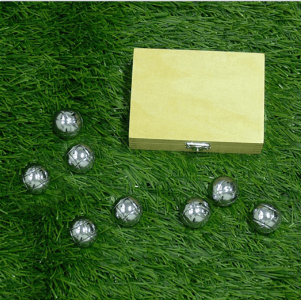 boule de pétanque avec boîte en bois bocce ball with wooden box