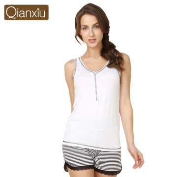 Qianxiu best design lace transparent sleeping wear