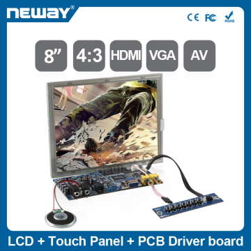 8 inch LCD TFT Display VGA HD input Monitor without Frame