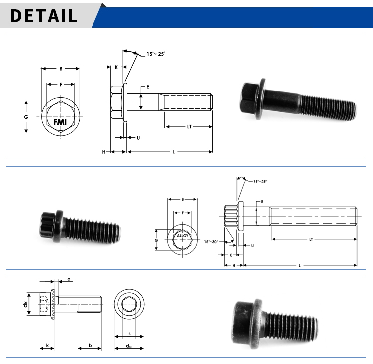 China custom zinc plated flange bolt M8 M14 hex socket bolts