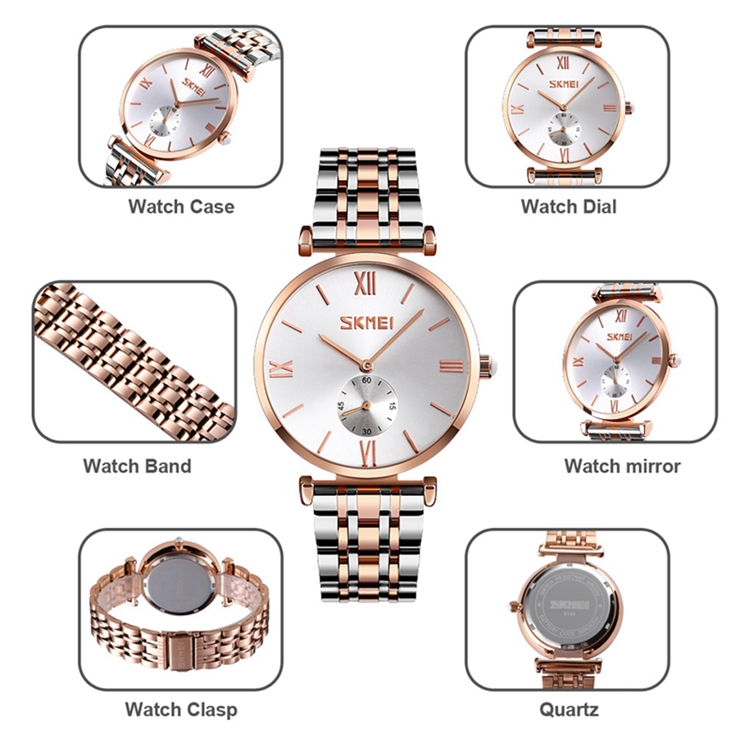 SKMEI 9198 High Quality And Price Custom Couple Watches Couple's Fashion Watch Stainless Steel Watch Custom For Man Women