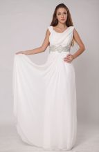 2015 Beading Chiffon Long Prom Dresses Floor-length Evening Dresses A-line Prom Gowns