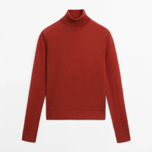 Women's wool blended high neck knitted sweater