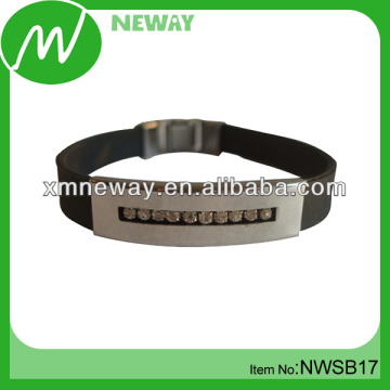 Custom rubber silicone bracelet with metal clasp
