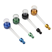 105mm disc bottom tobacco pan glass metal smoking pipe