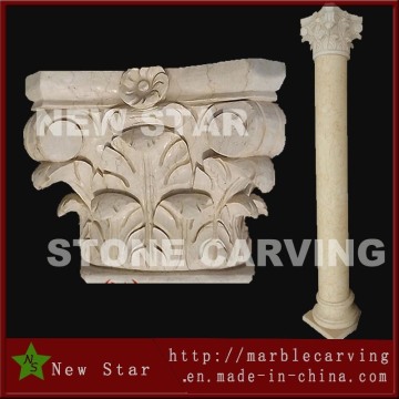 Stone Marble Beige Carving Column & Pillar