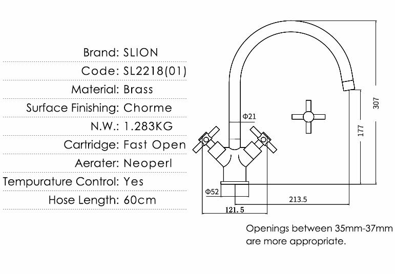 Brass two handles sink mixer kitchen taps single hole cross handle kitchen faucets chrome plated