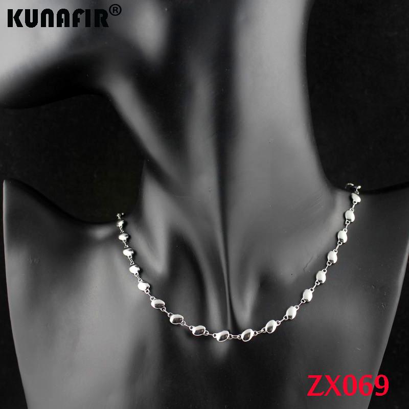 KUNAFIR Stainless steel silver white broad bean shape necklace Thanksgiving Christmas Day birthday gift chains 4.5MM 16''-40inch ZX069