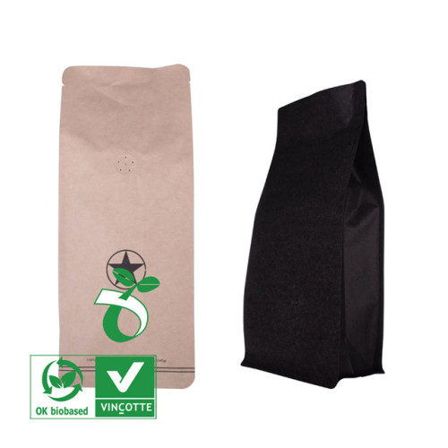 Flat bottom compostable coffee bag with valve