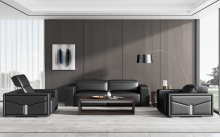 High Resilience Foam Black Cowhide Genuine Leather Sofas