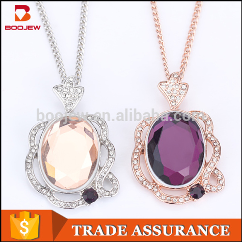 Alibaba wholesale accessories for women jewelry zircon gemstone Rose gold plated alloy jewellery pendant necklace