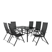 Outdoor Furniture Garden Tempered Glass Table Aluminum Steel Folding Chairs and Table Sets Garden Furniture 188 Sets Modern