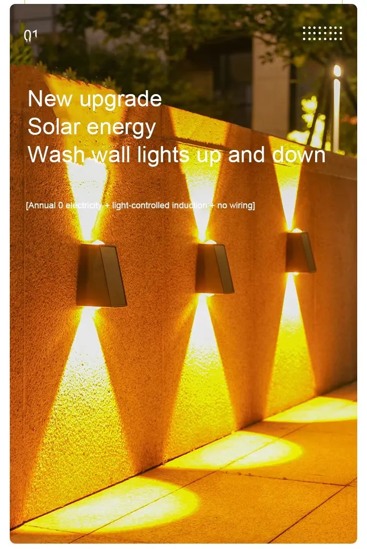 Solar Powered Waterproof Outdoor Wall Light for Gardens