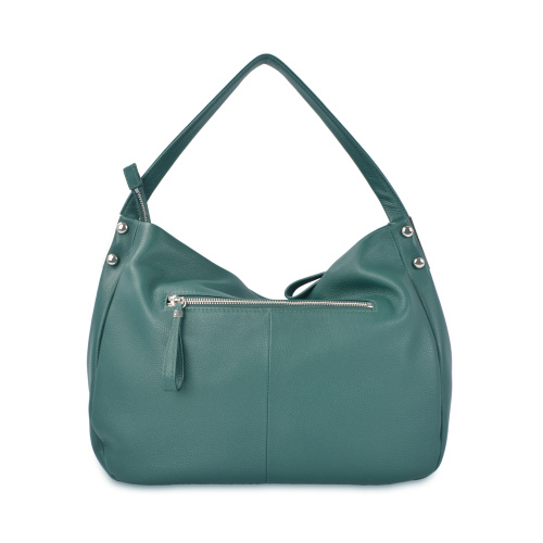 Lady Casual Pure Color Leather Plain Hobo Bag