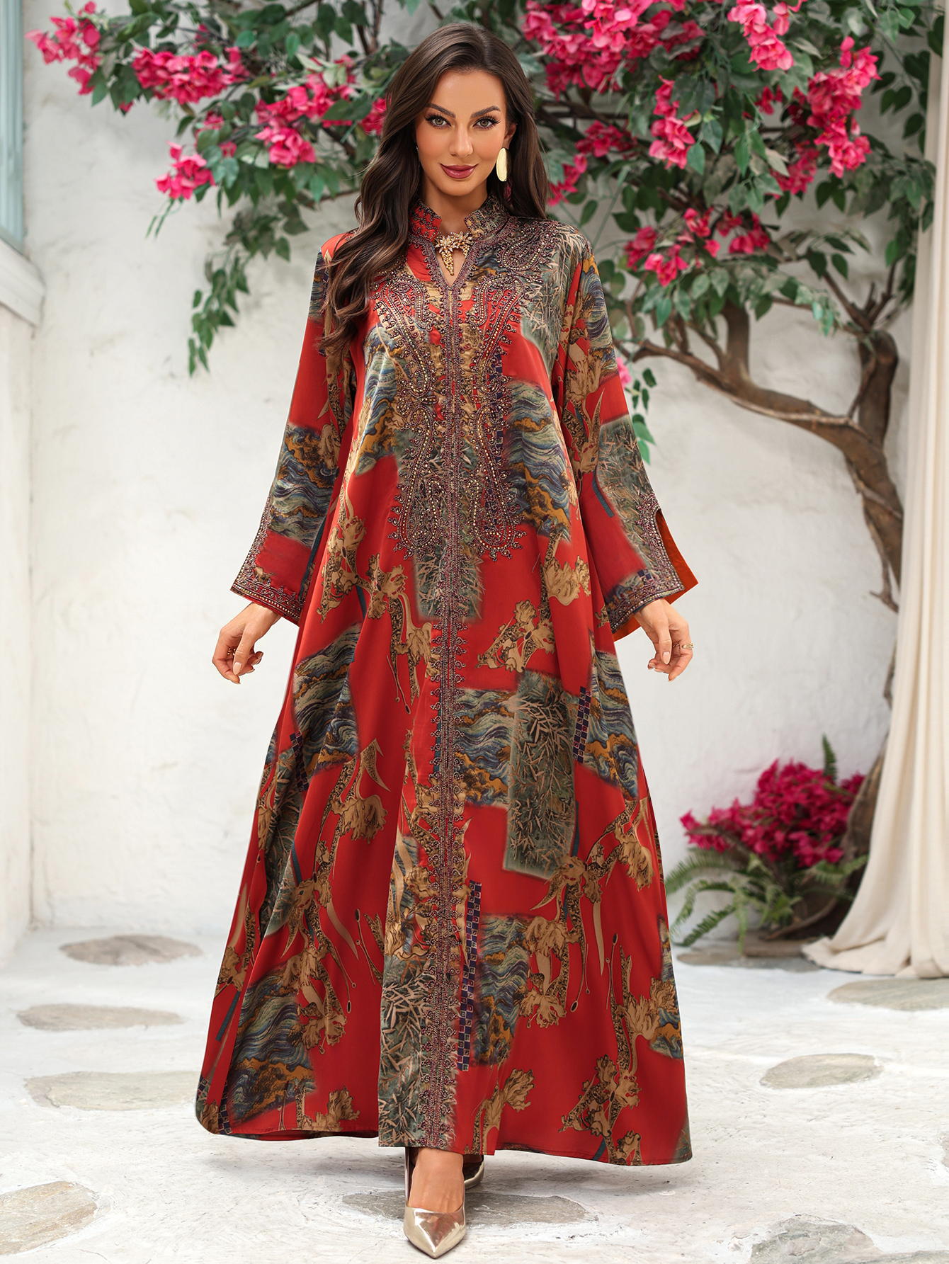 کافتن عبای چاپ شده جزئیات 1 Printed Kaftan Detail 1