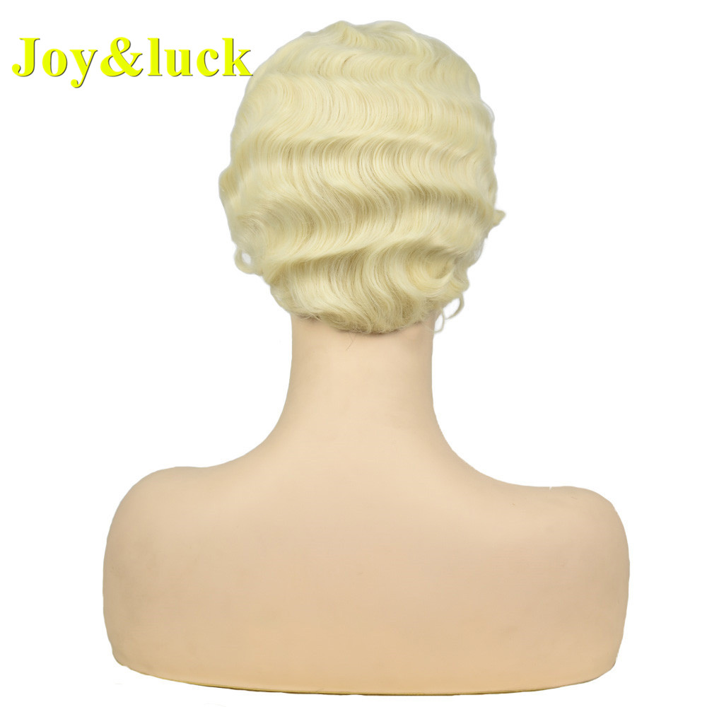 613 Blonde wig Ladies Hair Wholesale Price for Women Pixie Cut Party Cosplay Wig Blonde Natural Curly Short Synthetic Hair Wigs