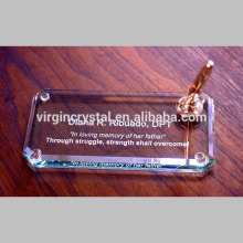 Business gift laser engraved rectangle crystal pen holder with name plaque