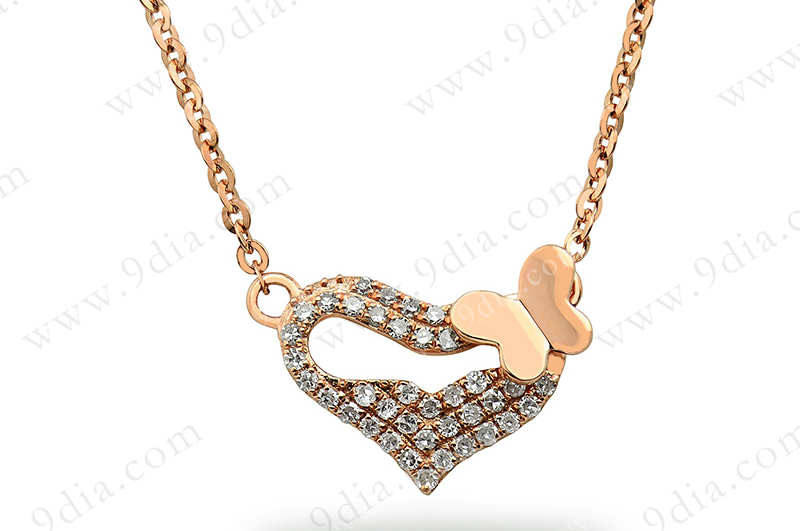 Hot sales cheap price butterfly diamond necklace prices gold necklace 18k