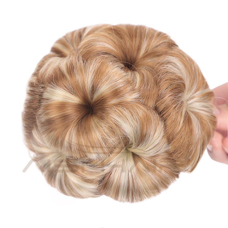 Aisi Hair Synthetic Fiber Plastic Comb Hair Extension Curly Claw On Ponytail 9 Flowers Blonde Chignon Bun Hairpieces For Women