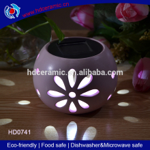 Beautiful purple ceramic garden solar light wholesale
