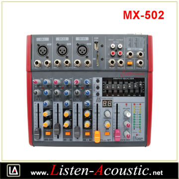 MX-502 Professional Karaoke Mini 5 Channels Studio Mixer