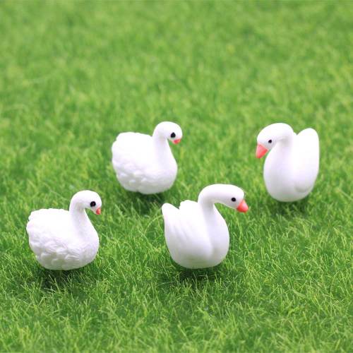 100 unids / lote 15 * 23 MM Mini estatuilla de cisne adornos de jardín de hadas manualidades modelo de ganso miniatura Animal hogar Micro paisaje ornamento