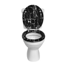 Black Marbled Design MDF Toilet Seat for Bathroom Decor