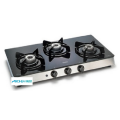 3 Burners Black Glass Gas Stove Auto Ignition