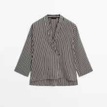 Women's urban minimalist striped cotton blend shirt