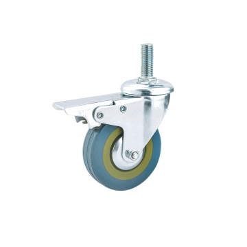 Threaded Stem Grey Rubber Brake Casters