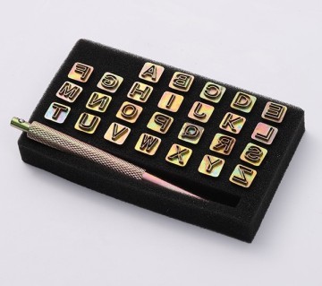 7mm 27pcs Golden Leather Craft Tools Set with Capital Letters (A-Z)