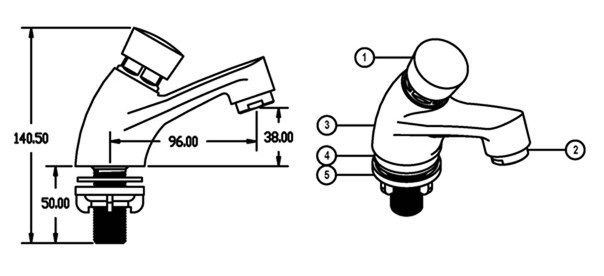 Delay Self closing basin tap