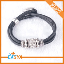 Silver Bead leather Braided Bracelets