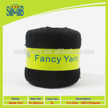 Oeko-Tex custom color beads yarn, fantasy black threads with black beads for knitting
