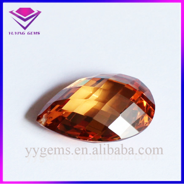 Precious Loose Faceted Gemstones Dark Champagne Teardrop CZ Pendant Gemstone