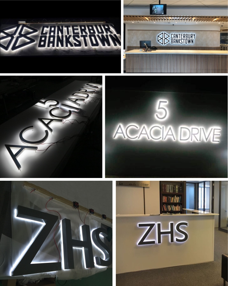 DINGYISIGN Custom Made 3D Stainless Steel Business Logo Sign Outdoor Advertising Backlit Metal Letter Signs