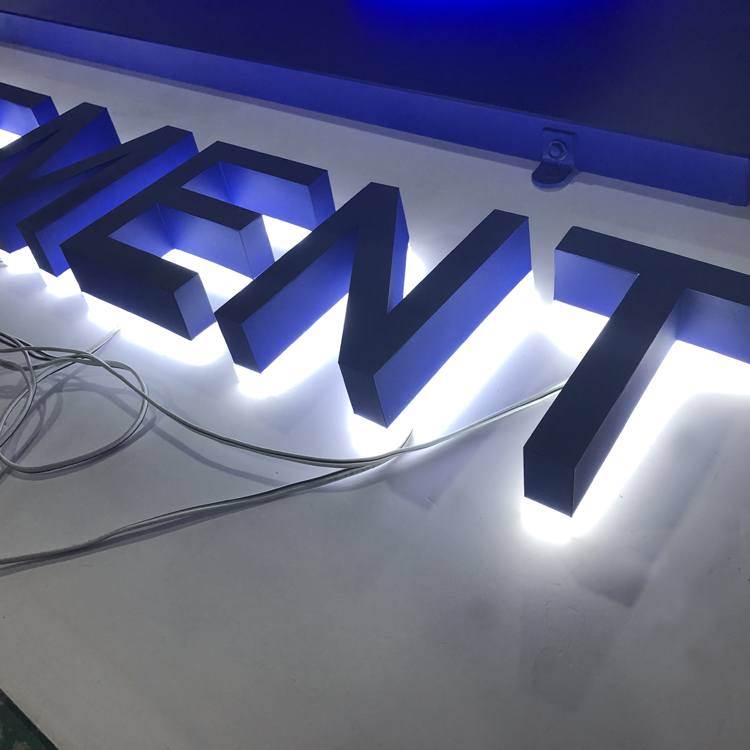 Custom led lighting 3d letter stainless steel led backlit letters business logo sign