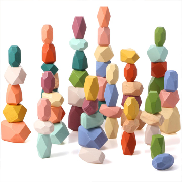 Preschool Learning: Stacking Building Toy Blocks, Sets, Game, Balancing Blocks, Wooden Balance Stones, Stacking Rocks