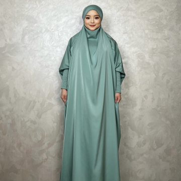 One Piece Satin Jilbab Niqab Attached Modest Dress