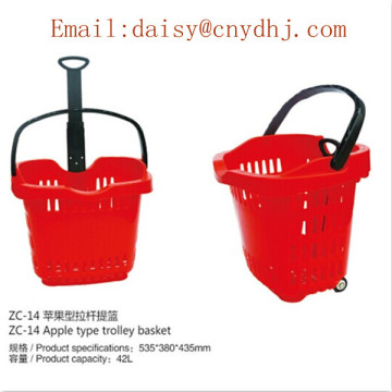 Plastic shopping rolling trolley carts