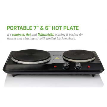 Kitchen Countertop Cast-Iron Double Burner 2500W