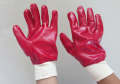 Czerwone rękawiczki z PVC z poliestrową podszewką