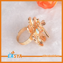 New Arrival Crystal Gold Flower Evil Eye Dragonfly Metal Ring