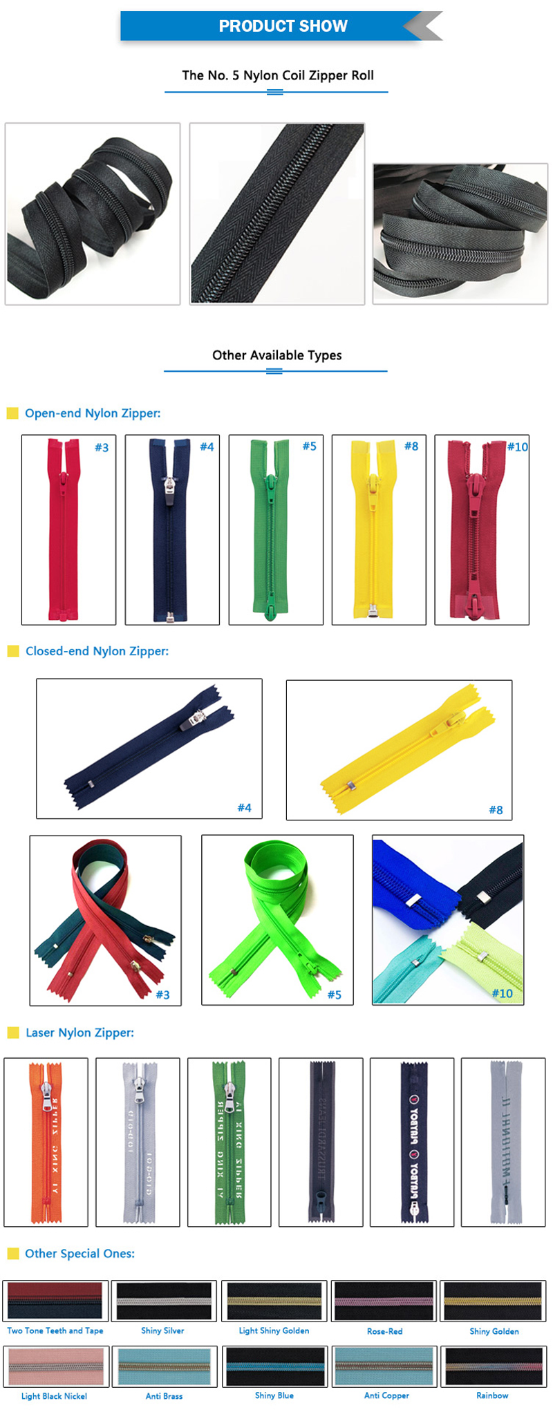 nylon zippers