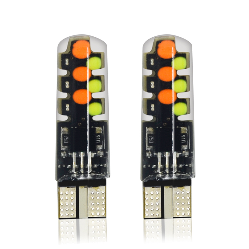 1套W5W T10 LED灯泡168 192 RGB遥控COB灯汽车汽车内饰照明宽度圆顶行李箱牌照灯12V