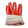 Red PVC coated gloves smooth finish